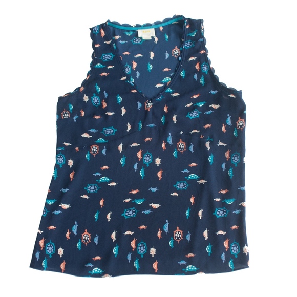 Maeve Tops - Maeve Anthropologie Turtle Scalloped Tank Top